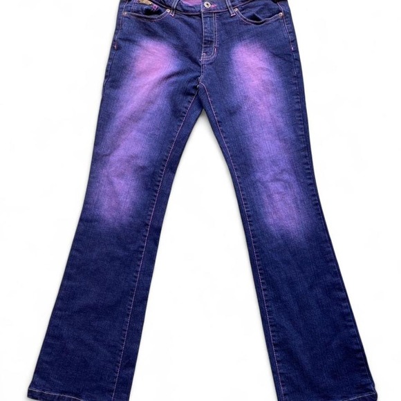 Southpole Denim - Southpole Jeans VTG Y2K Womens 9 Purple Fade Pink Stitching Flare Denim Pants
